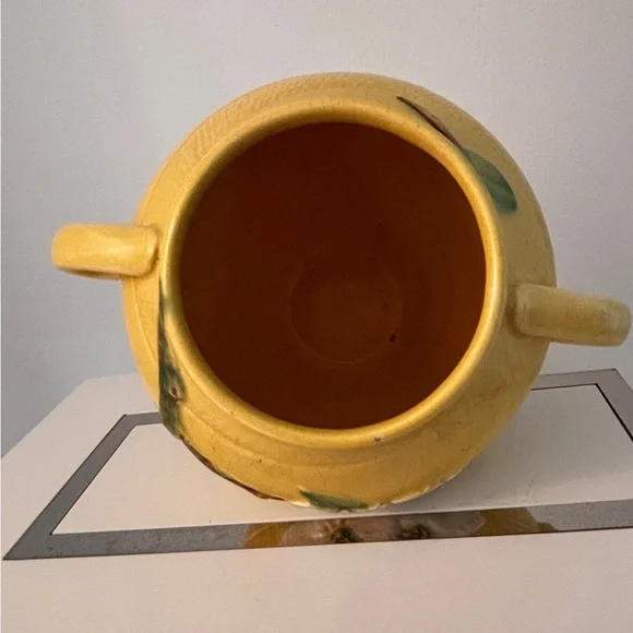 Yellow Floral Ceramic Vase with Handles - Picture 3 of 5